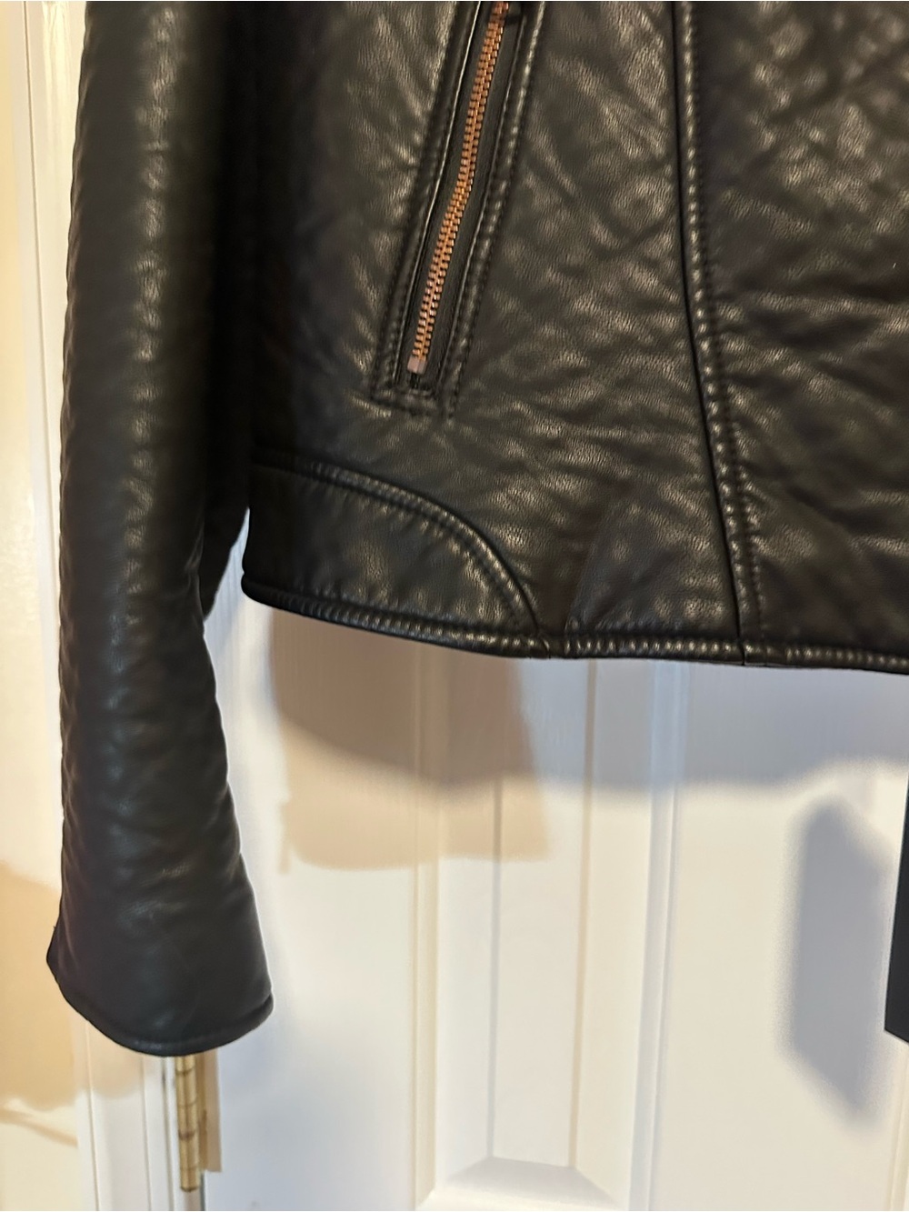 NWT Marc New York Faux Leather Black moto Jacket with fur size xl - Picture 13 of 14